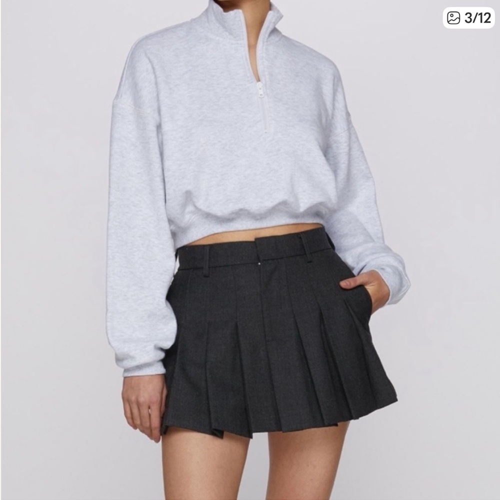 SKIMS Cotton Fleece Half Zip Sweatshirt Pullover Light Heather Grey  Small
